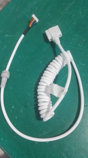 Coiled White Cable for Hospital Bed