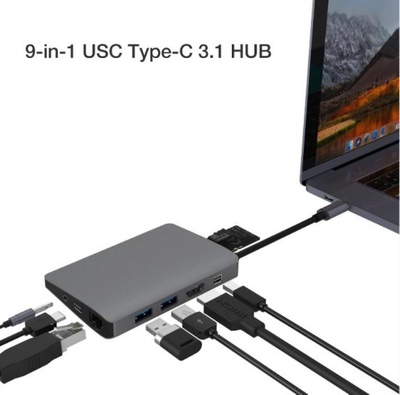 USB 3.1 Type C to 2xusb3.0A +RJ45/1000m +Minidp+SD/TF+Pd+Audio3.5+HDMI