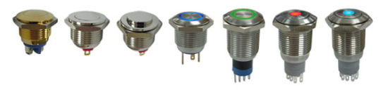 Anti-Vandal Pushbutton Switches, 3A 250VAC, Bushing 16mm, Illuminated or Non-Illuminated Pushbutton Switches